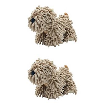 2 pc Chenille Towels Dog Shape, Cute Cartoon Absorbent Decorative Fuzzy Ball Hanging Towel 8"x10"