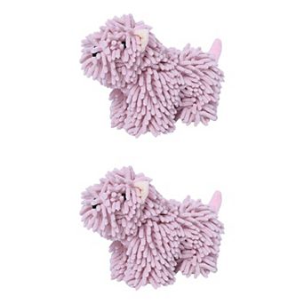 2 pc Chenille Towels Dog Shape, Cute Cartoon Absorbent Decorative Fuzzy Ball Hanging Towel 8"x10"