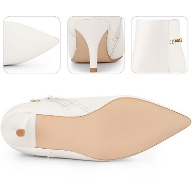 Gold Chain Pointed Toe Stiletto Heels Ankle Boots for Women