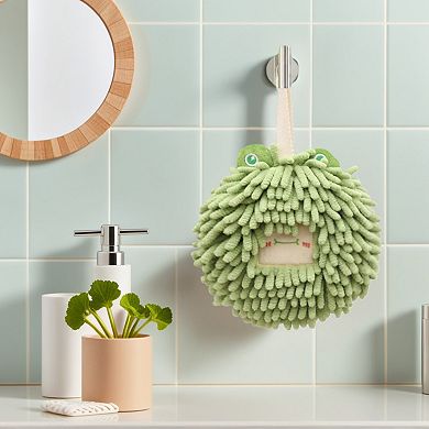 Fuzzy Hand Towels 2Pcs, Soft Absorbent Cute Cartoon Decorative Hand Drying Hanging Towel Set 7"x7"