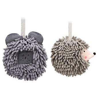 Fuzzy Hand Towels 2Pcs, Soft Absorbent Cute Cartoon Decorative Hand Drying Hanging Towel Set 7"x7"