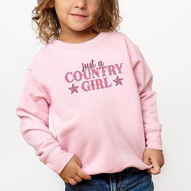 Just A Country Girl Stars Glitter/Puff Print - Toddler Graphic Sweatshirt