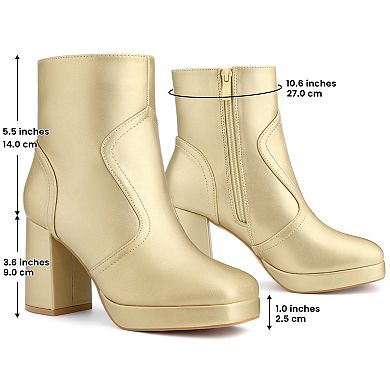 Squared Toe Platform Chunky Heels Ankle Boots for Women