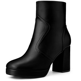 Squared Toe Platform Chunky Heels Ankle Boots for Women