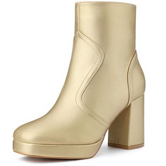 Squared Toe Platform Chunky Heels Ankle Boots for Women