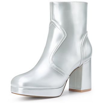 Squared Toe Platform Chunky Heels Ankle Boots for Women