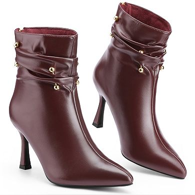 Pointed Toe Stiletto Heel Slouch Ankle Boots for Women