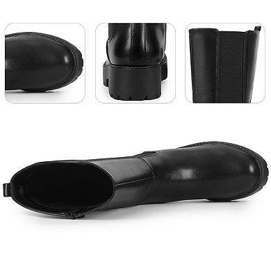 Platform Chelsea Boots Mid Calf Boots for Women
