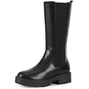 Platform Chelsea Boots Mid Calf Boots for Women