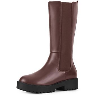 Platform Chelsea Boots Mid Calf Boots for Women