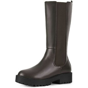 Platform Chelsea Boots Mid Calf Boots for Women
