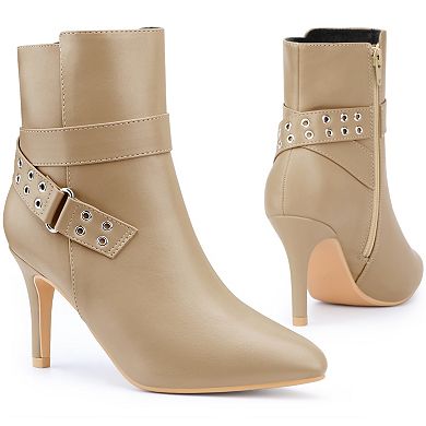 Pointed Toe with Buckle Dressy Stiletto Heel Ankle Boots for Women
