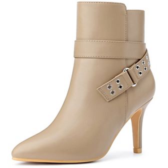 Pointed Toe with Buckle Dressy Stiletto Heel Ankle Boots for Women