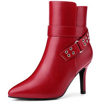 Pointed Toe with Buckle Dressy Stiletto Heel Ankle Boots for Women