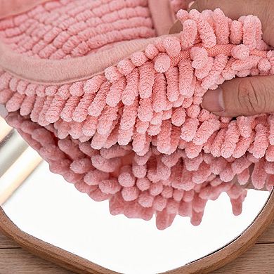 2Pcs Chenille Hand Towel, Quick Drying Soft Absorbent Decorative Hand Towels with Loops 7"x7"&6"x15"