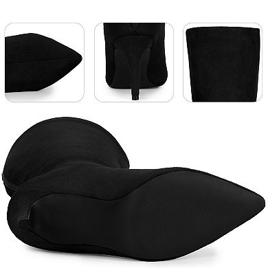 Pointed Toe Stiletto Heel Knee High Boots for Women