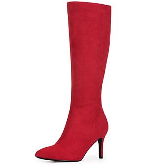 Pointed Toe Stiletto Heel Knee High Boots for Women