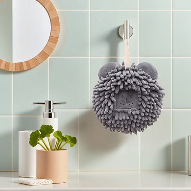 Chenille Fuzzy Hand Towels Set of 2, Cute Decorative Hanging Absorbent Soft Towels 7"x11"&7"x7"