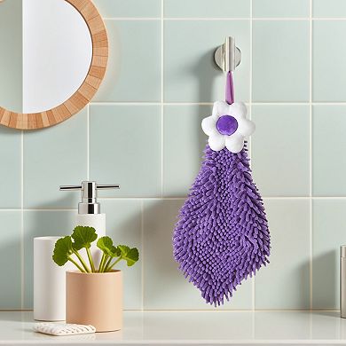 2Pcs Chenille Hand Towel, Absorbent Fast Drying Hanging Bathroom Hand Towels with Loops 7"x7"&6"x15"