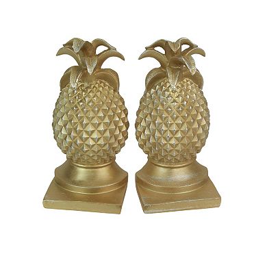 Elegant Gold Pineapple Bookends Chic Tropical Bookshelf Accent