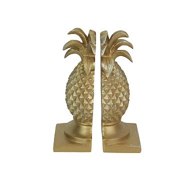 Elegant Gold Pineapple Bookends Chic Tropical Bookshelf Accent
