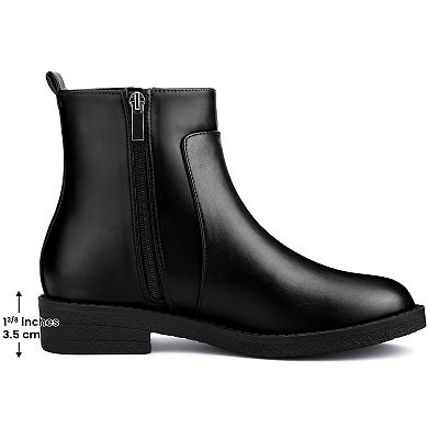 Women's Side Zip Round Toe Chunky Heel Ankle Booties