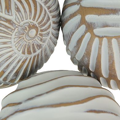 Set of 6 Whitewashed Resin Decorative Art Orb Spheres, 3 Inches in Diameter