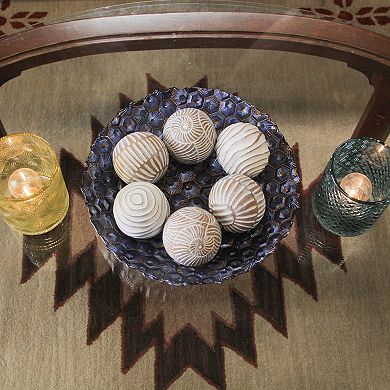 Set of 6 Whitewashed Resin Decorative Art Orb Spheres, 3 Inches in Diameter
