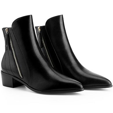 Stylish Pointy Toe Classic Low Heeled Short Ankle Booties for Women