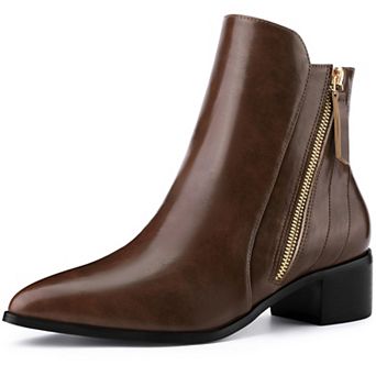 Stylish Pointy Toe Classic Low Heeled Short Ankle Booties for Women