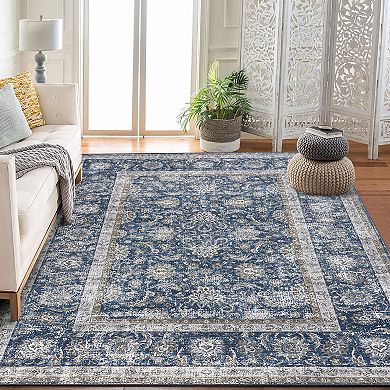 Hallway Washable Non-Slip Vintage Faux Wool Area Rugs for Entryway Indoor Kitchen Laundry Bedroom