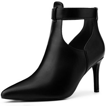 Women's Cutout Back Zip Stiletto Heel Ankle Boots