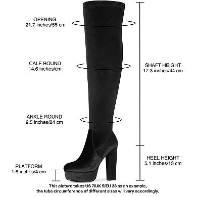 Platform Thigh High Boot Velvet Over the Knee Boots for Women