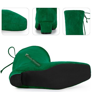 Square Toe Comfy Thigh High Boots Stretch Over the Knee Boots for Women