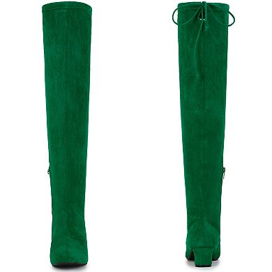 Square Toe Comfy Thigh High Boots Stretch Over the Knee Boots for Women