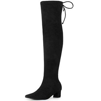 Square Toe Comfy Thigh High Boots Stretch Over the Knee Boots for Women