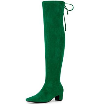 Square Toe Comfy Thigh High Boots Stretch Over the Knee Boots for Women