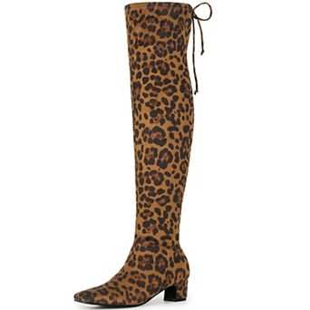 Square Toe Comfy Thigh High Boots Stretch Over the Knee Boots for Women
