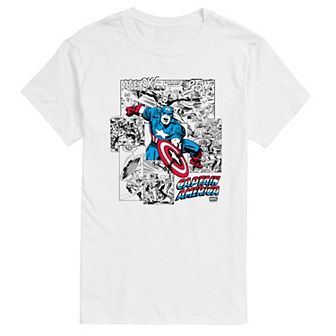 Men's Marvel Captain America Comic Panels Graphic Tee