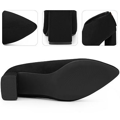 Pointed Toe Cutout Block Heel Ankle Booties for Women