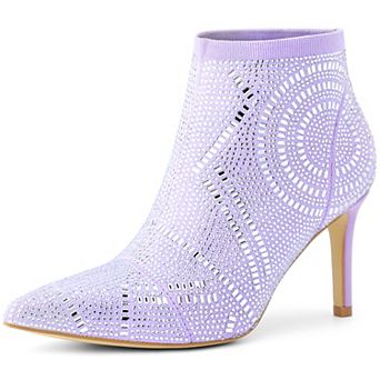 Pointed Toe Rhinestone Stiletto Heel Ankle Booties