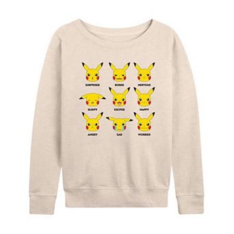 Women's Pokémon Moody Pikachu Graphic French Terry Long Sleeve Tee