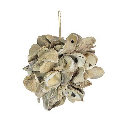 Handcrafted Hanging Coastal 9-Inch Oyster Shell Sphere - Home Beach Ornament