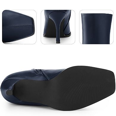 Square Toe Side Zip Stiletto High Heel Ankle Boots for Women