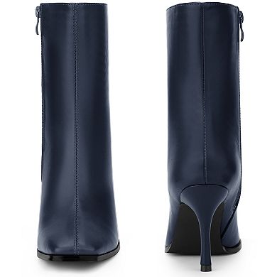 Square Toe Side Zip Stiletto High Heel Ankle Boots for Women