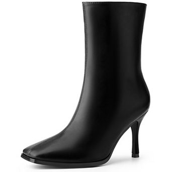Square Toe Side Zip Stiletto High Heel Ankle Boots for Women