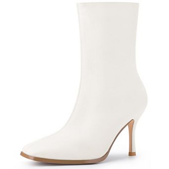 Square Toe Side Zip Stiletto High Heel Ankle Boots for Women