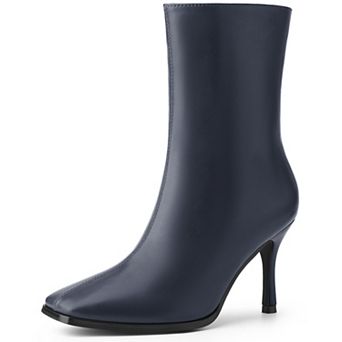 Square Toe Side Zip Stiletto High Heel Ankle Boots for Women