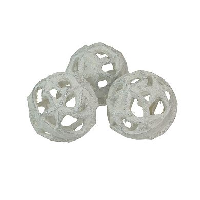 Set of 3 Weathered White Starfish Orbs - Ideal for Beach décor or Centerpieces
