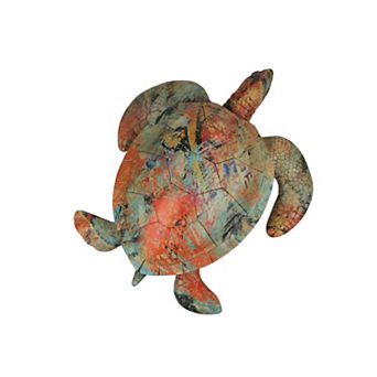 Multicolor Abstract Sea Turtle Statue 12-Inch Ocean-Inspired Coastal Decor